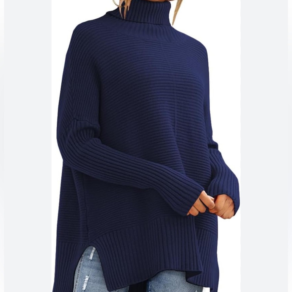 Blue/Deep Purple Turtleneck Sweater